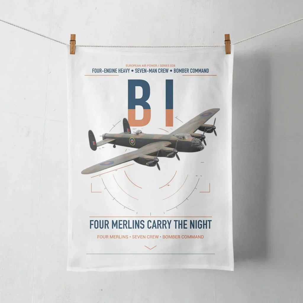 Avro Lancaster B I design on white towel