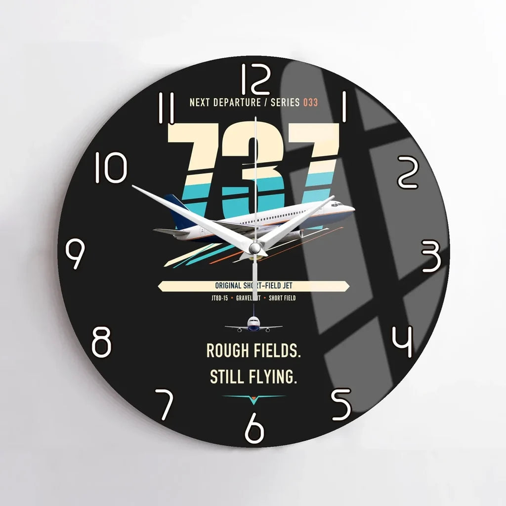 Boeing 737-200 design on black no frame wall clock
