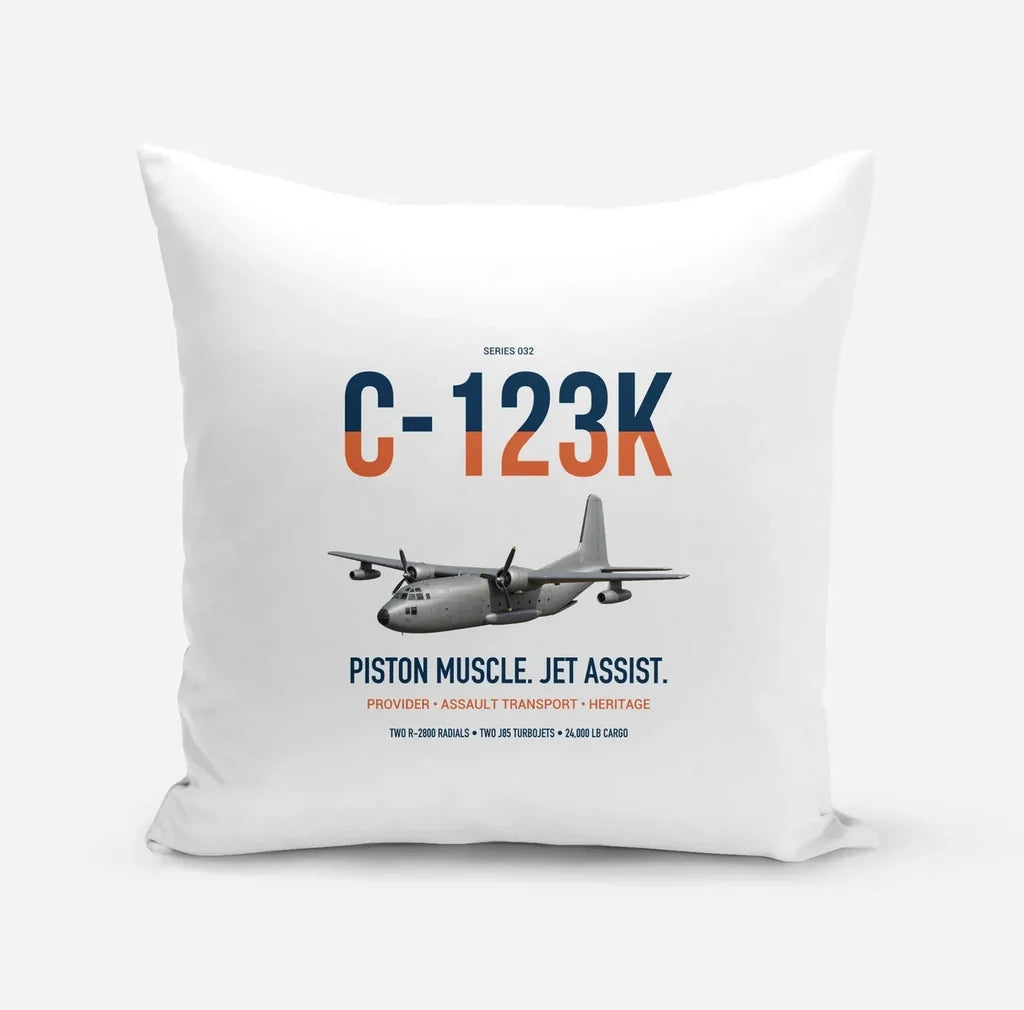 C-123K Provider design on white pillow