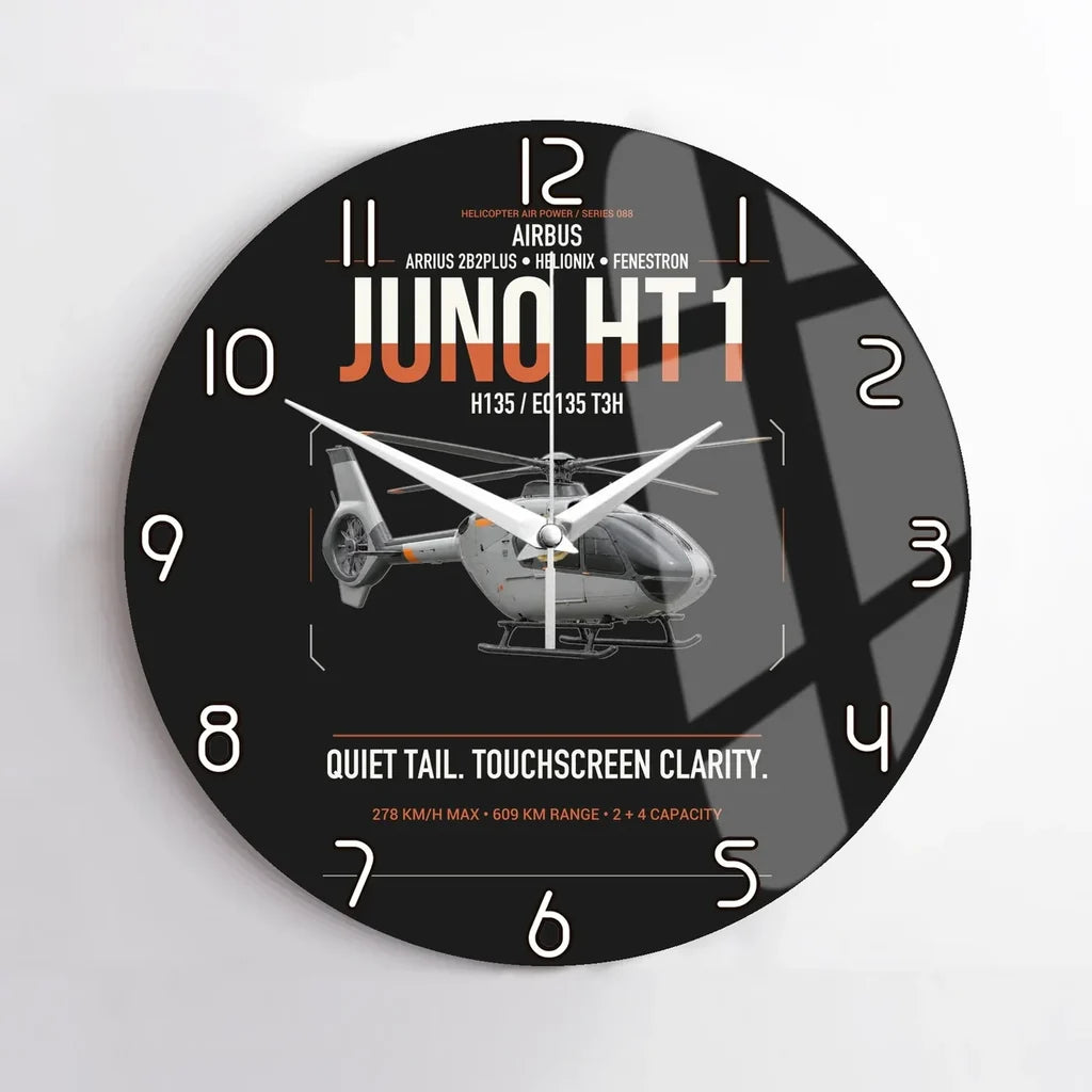 Airbus H135 Juno HT1 design on black no frame wall clock