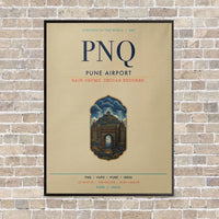 Thumbnail for Pune Airport PNQ vertical canvas print - framed - beige background