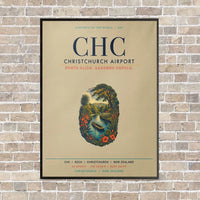 Thumbnail for Christchurch Airport CHC vertical canvas print - framed - beige background