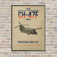 Thumbnail for Boeing CH-47F Chinook vertical canvas print - framed - beige background