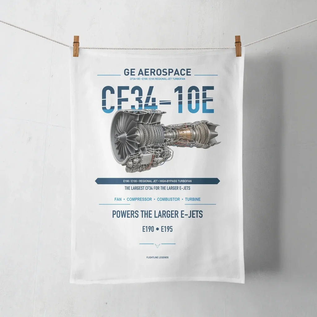 CF34-10E design on white towel