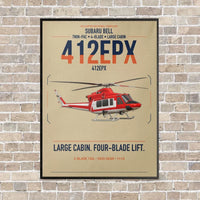 Thumbnail for SUBARU Bell 412EPX vertical canvas print - framed - beige background