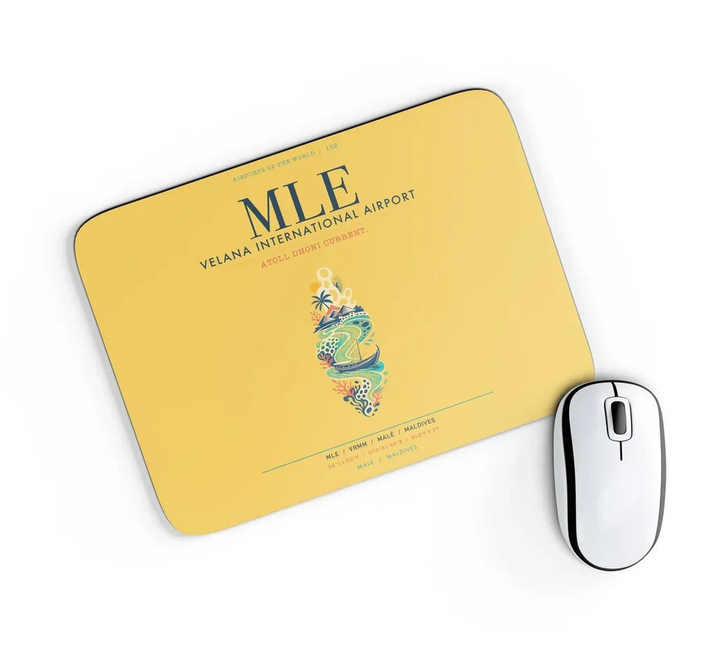 Velana International Airport Malé (MLE) design on yellow rectangle mouse pad