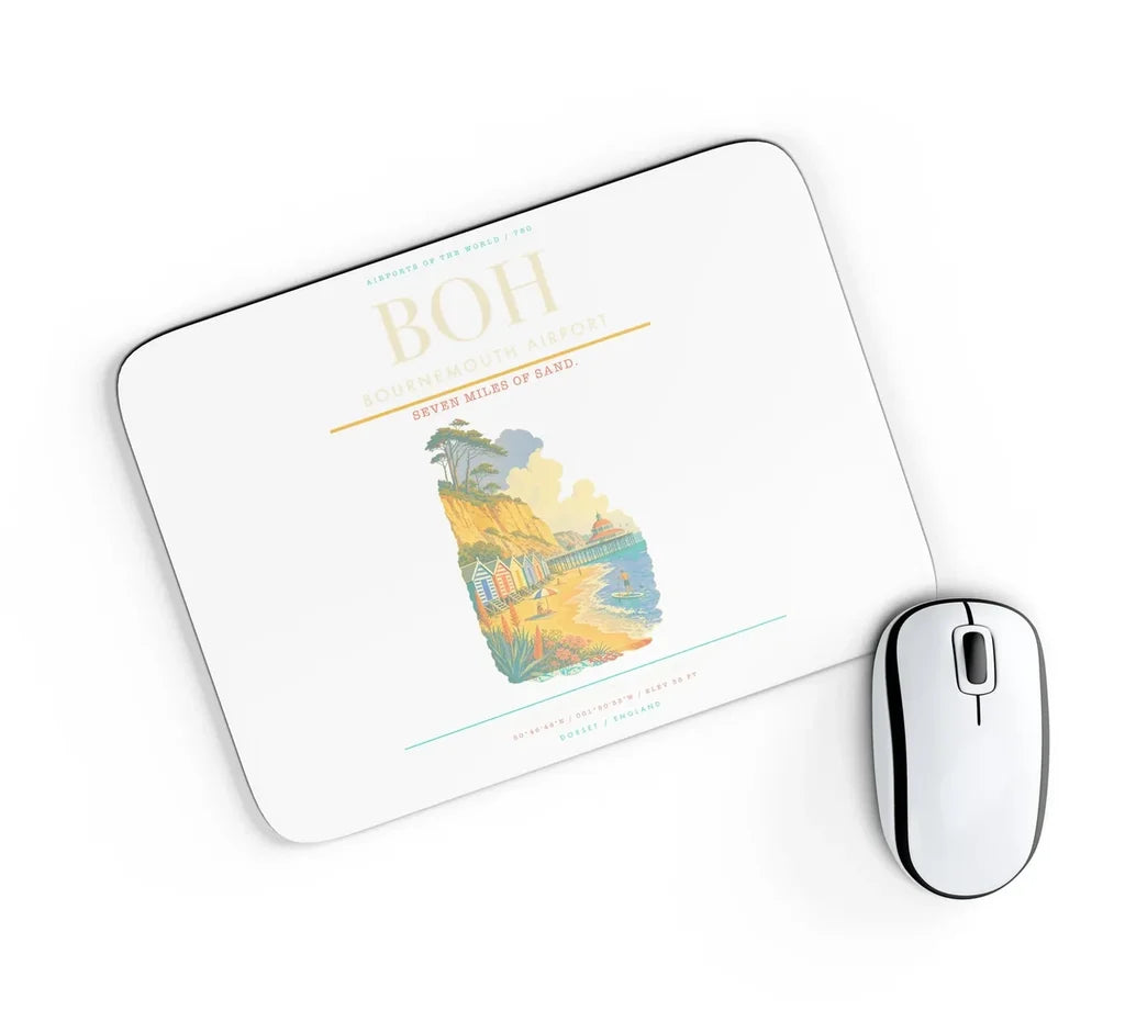 Bournemouth Airport BOH Mouse-Pad Rectangle - White