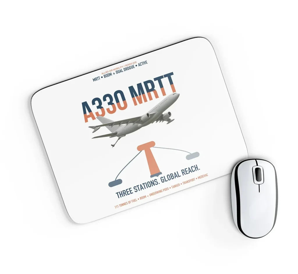 Airbus A330 MRTT design on white rectangle mouse pad