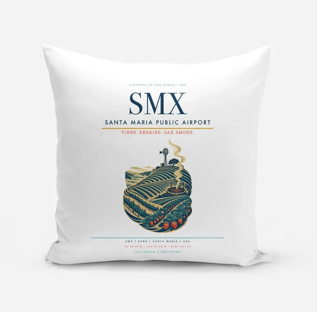 Santa Maria Public Airport (SMX) design on white pillow