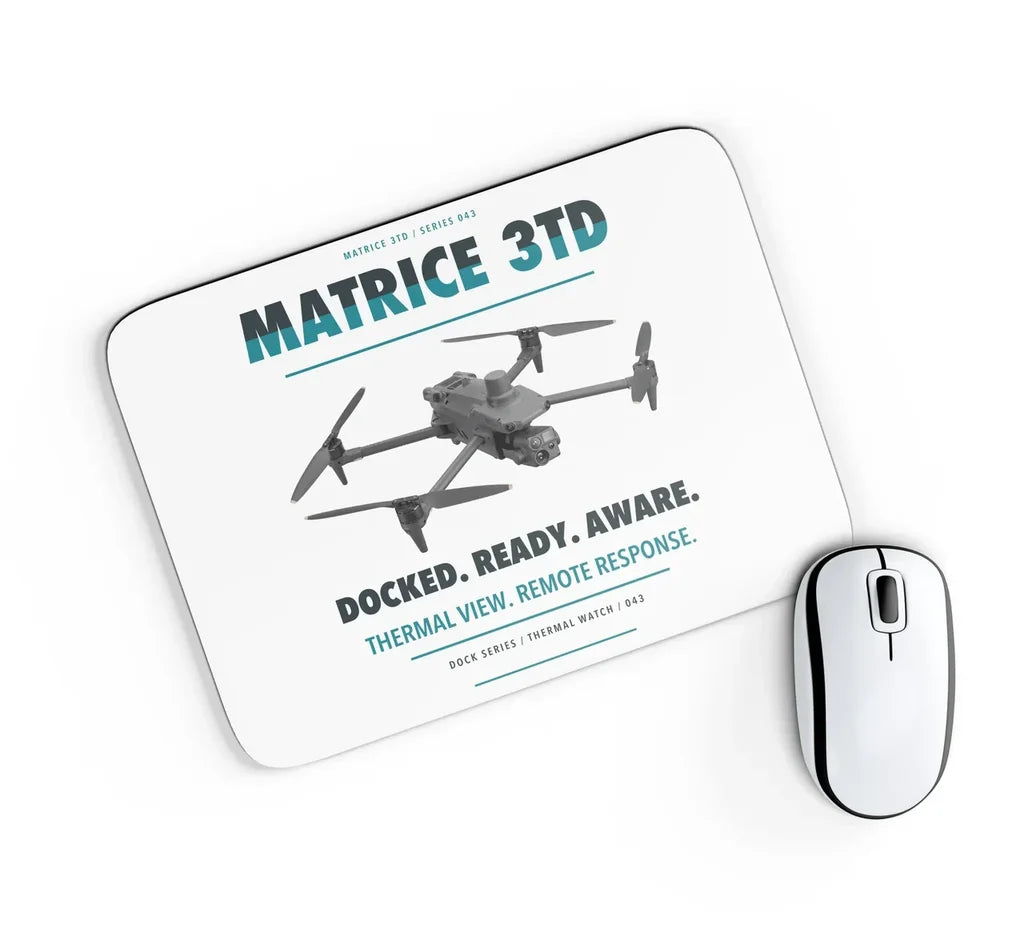 DJI Matrice 3TD design on white rectangle mouse pad