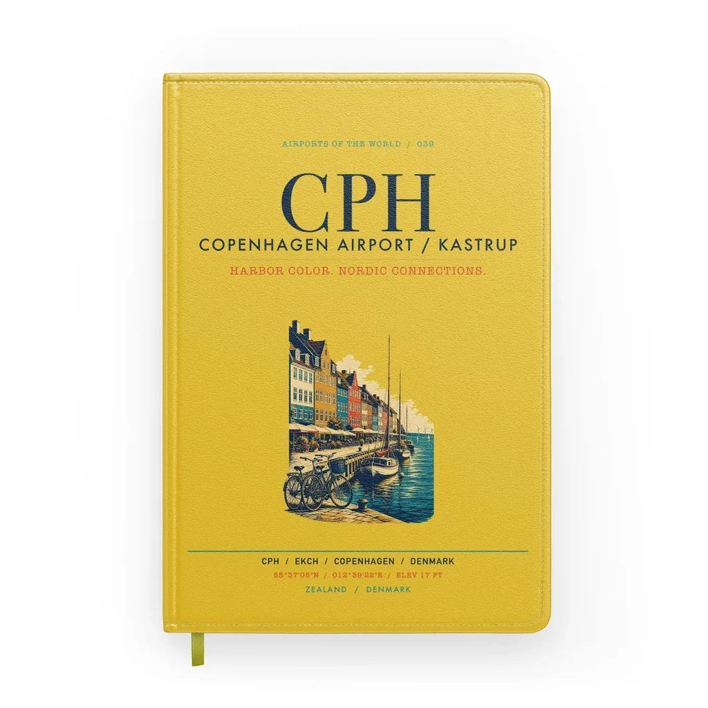 Copenhagen Airport Kastrup (CPH) design on yellow notebook