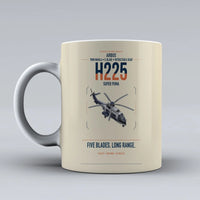 Thumbnail for Airbus H225 design on beige ceramic mug, double-side print