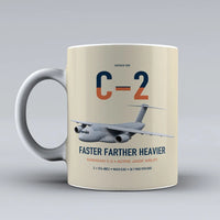 Thumbnail for Kawasaki C-2 design on beige ceramic mug, double-side print