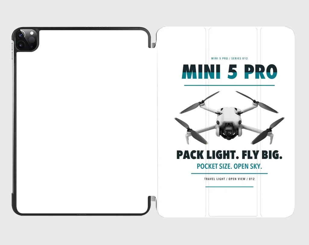 DJI Mini 5 Pro design on white ipad tablet case