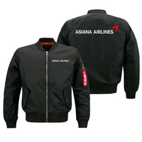 Thumbnail for Asiana Airlines aviation design embroidered on black bomber jacket