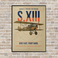 Thumbnail for SPAD S.XIII C.1 vertical canvas print - framed - beige background