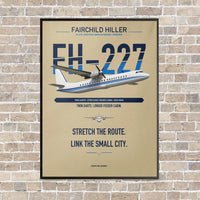 Thumbnail for Fairchild Hiller FH-227B vertical canvas print - framed - beige background