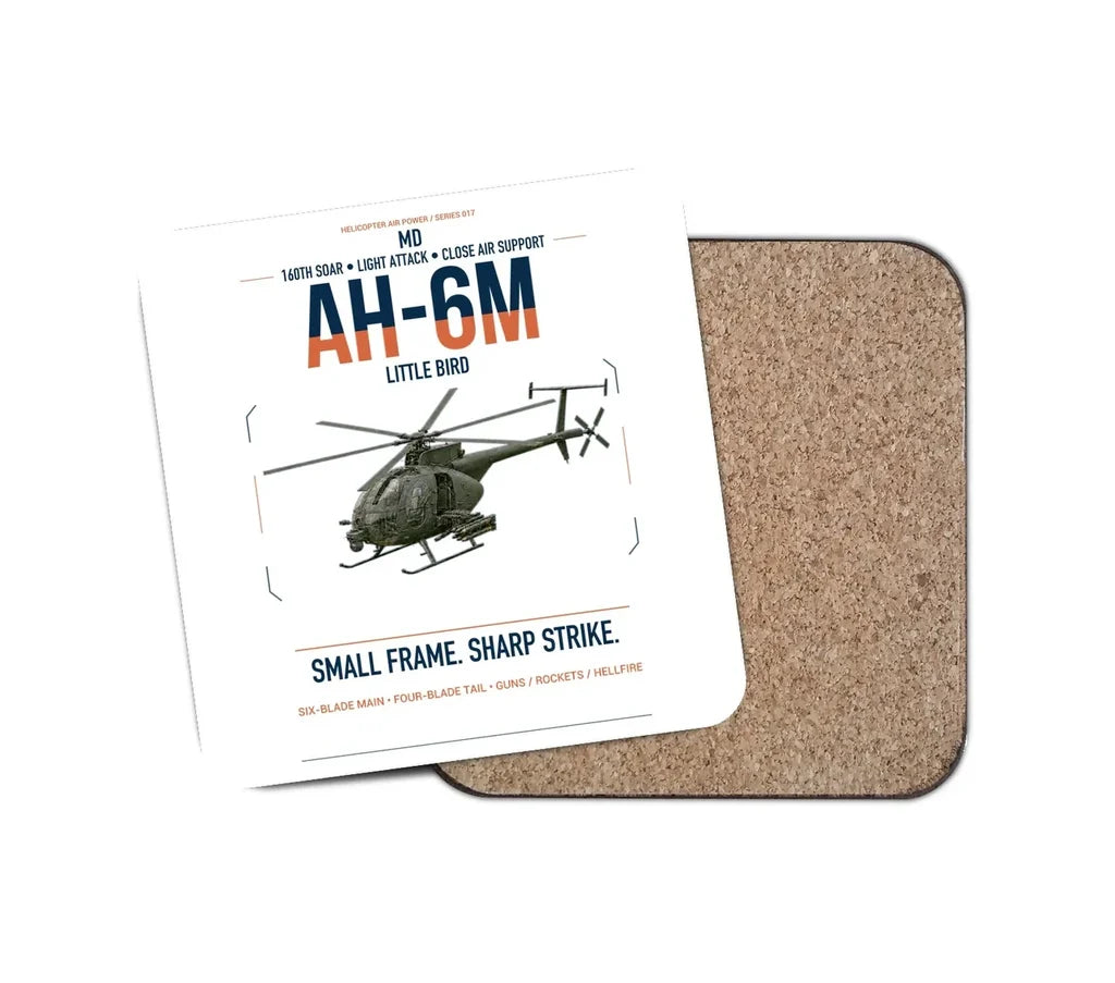MD AH-6M Little Bird design on white 1 piece coaster