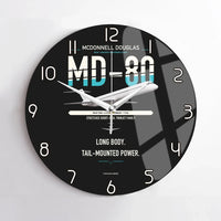 Thumbnail for McDonnell Douglas MD-80 design on black no frame wall clock