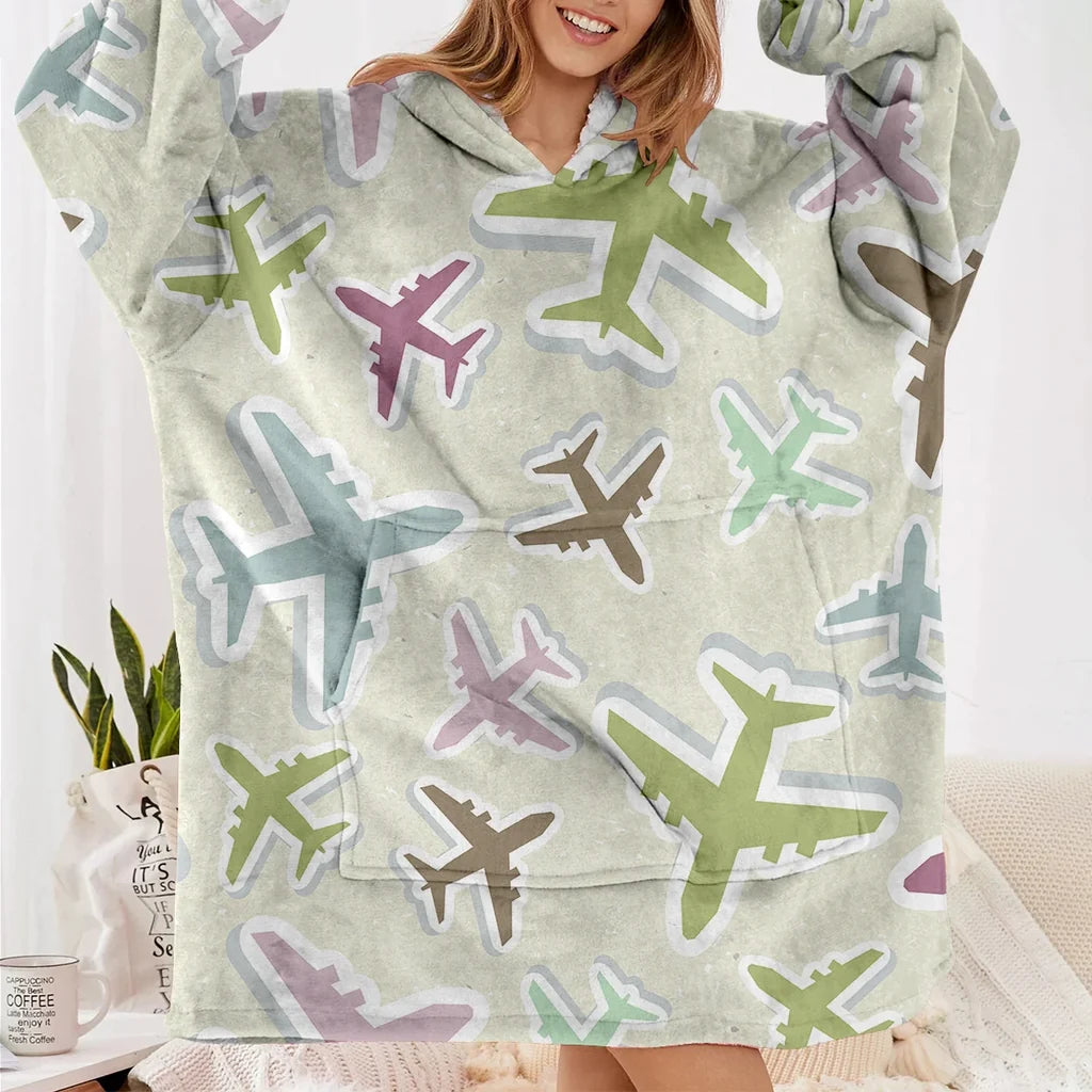 Seamless 3D Airplanes 3D Hoodie - view 2