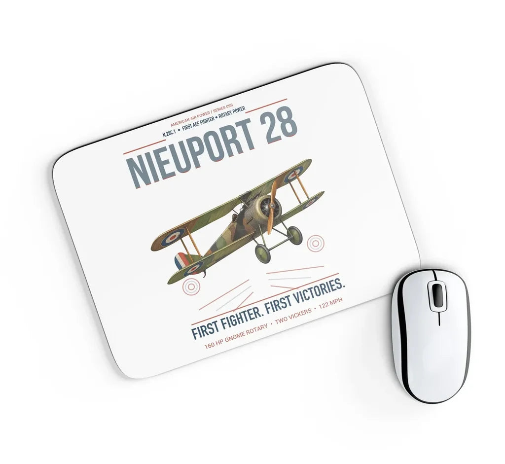 Nieuport 28C.1 design on white rectangle mouse pad