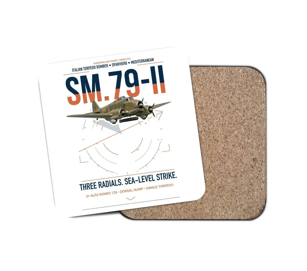 Savoia-Marchetti SM.79-II Sparviero design on white 1 piece coaster