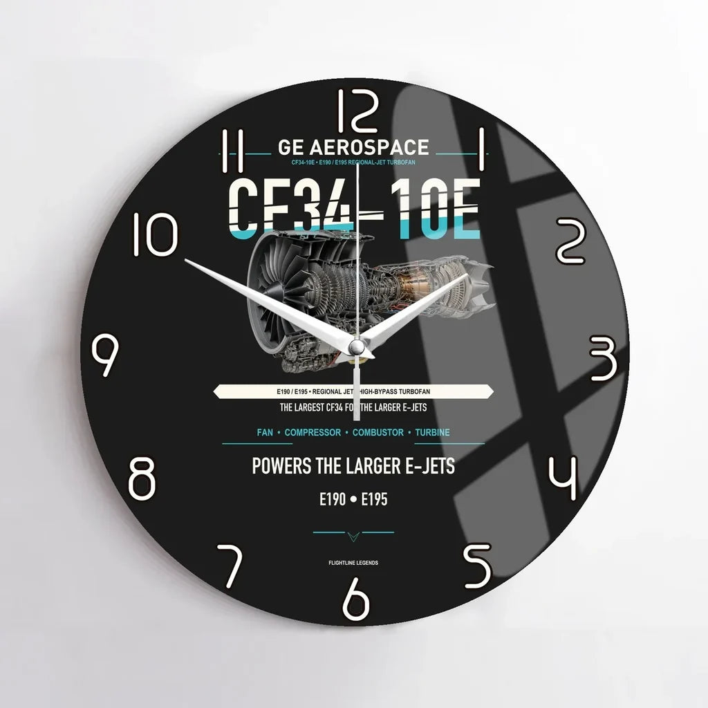 CF34-10E design on black no frame wall clock