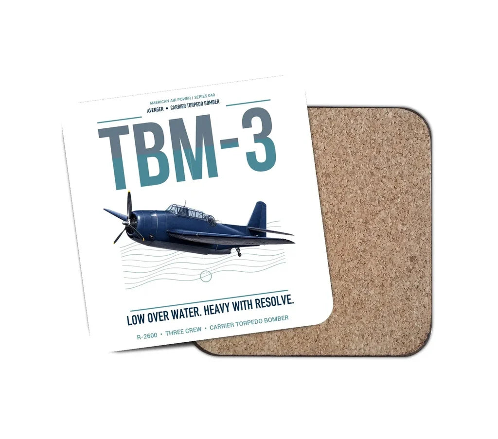 TBM-3 Avenger design on white 1 piece coaster