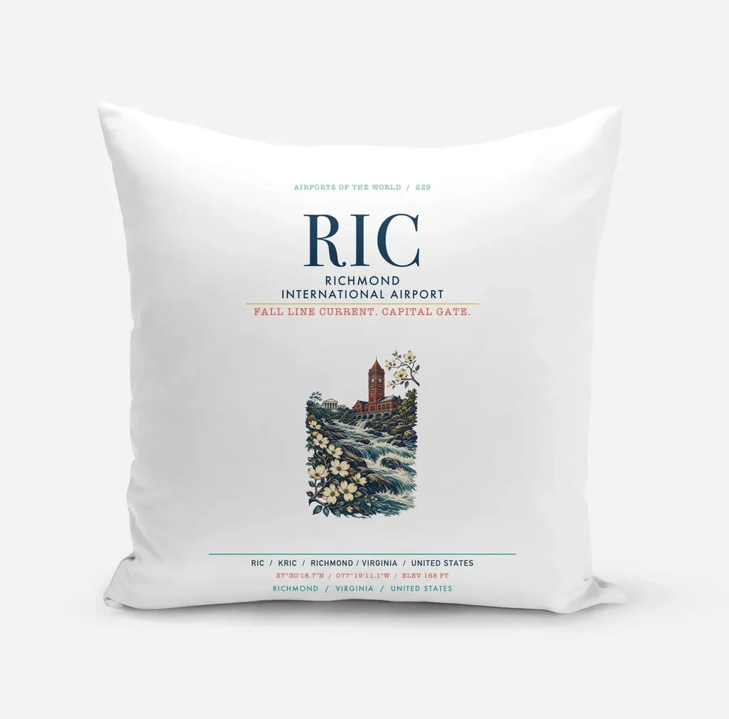 Richmond International Airport (RIC) design on white pillow