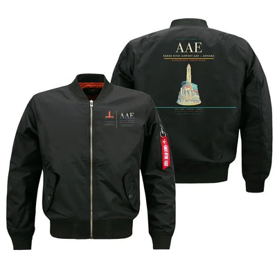 Rabah Bitat Airport (AAE) design on black bomber jacket