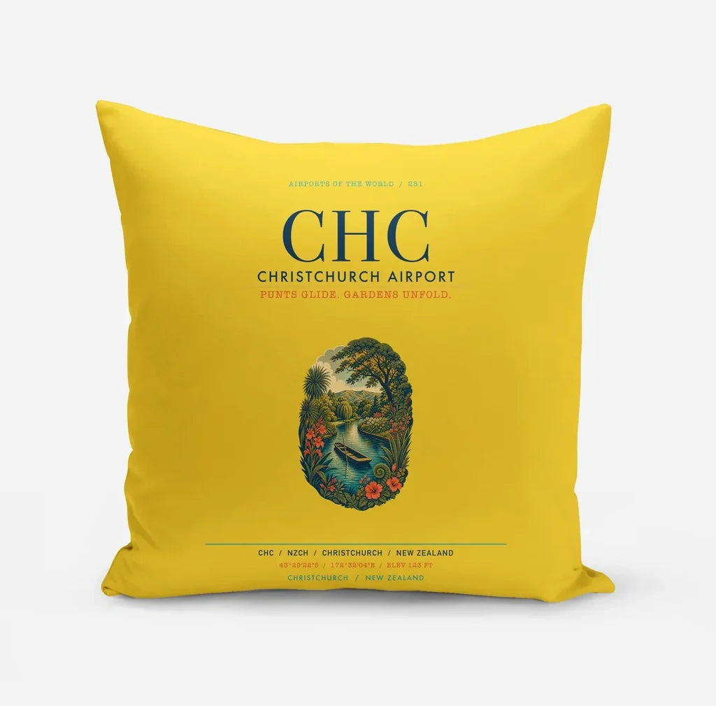 Christchurch Airport (CHC) design on yellow pillow
