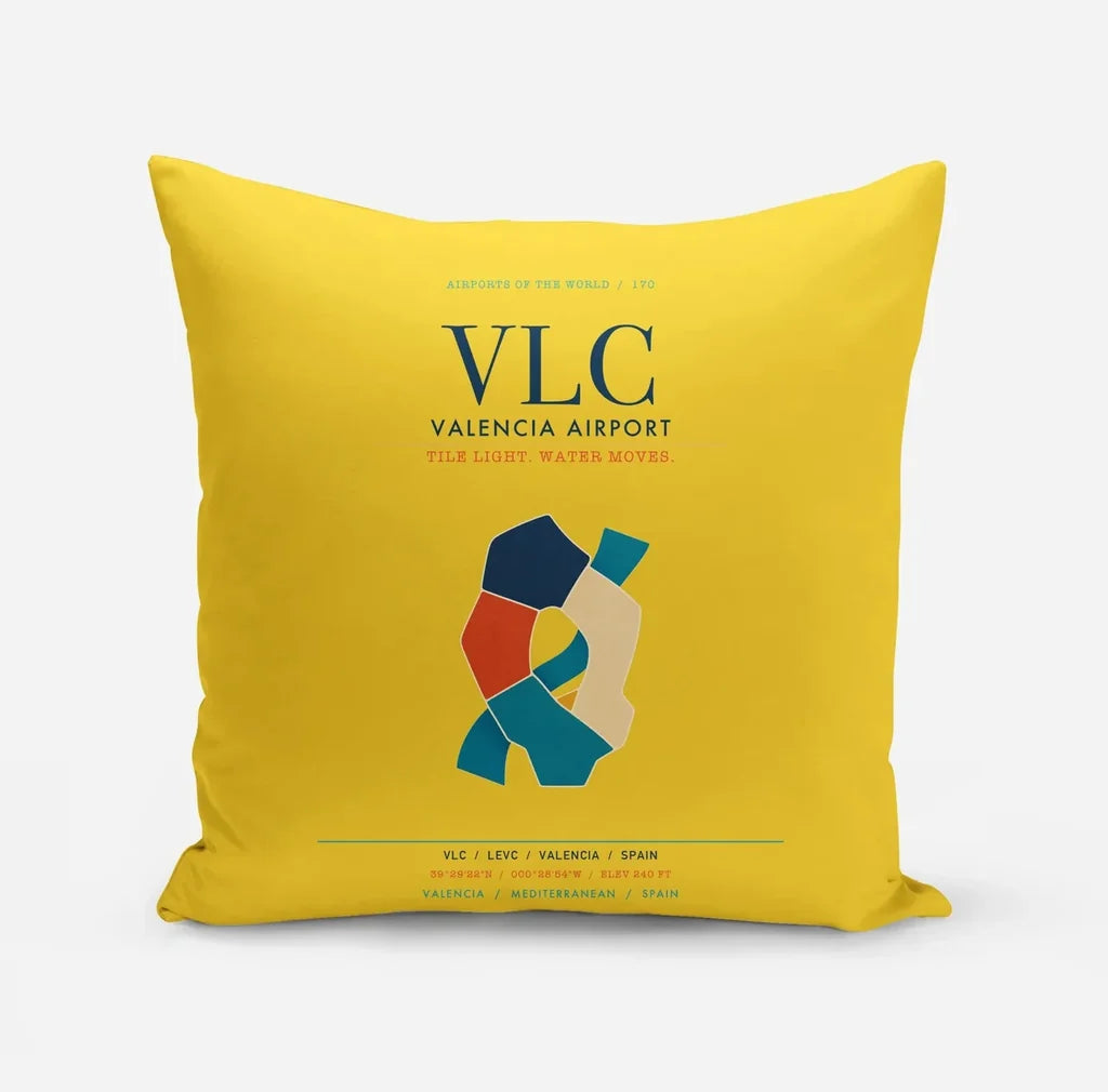 Valencia Airport (VLC) design on yellow pillow