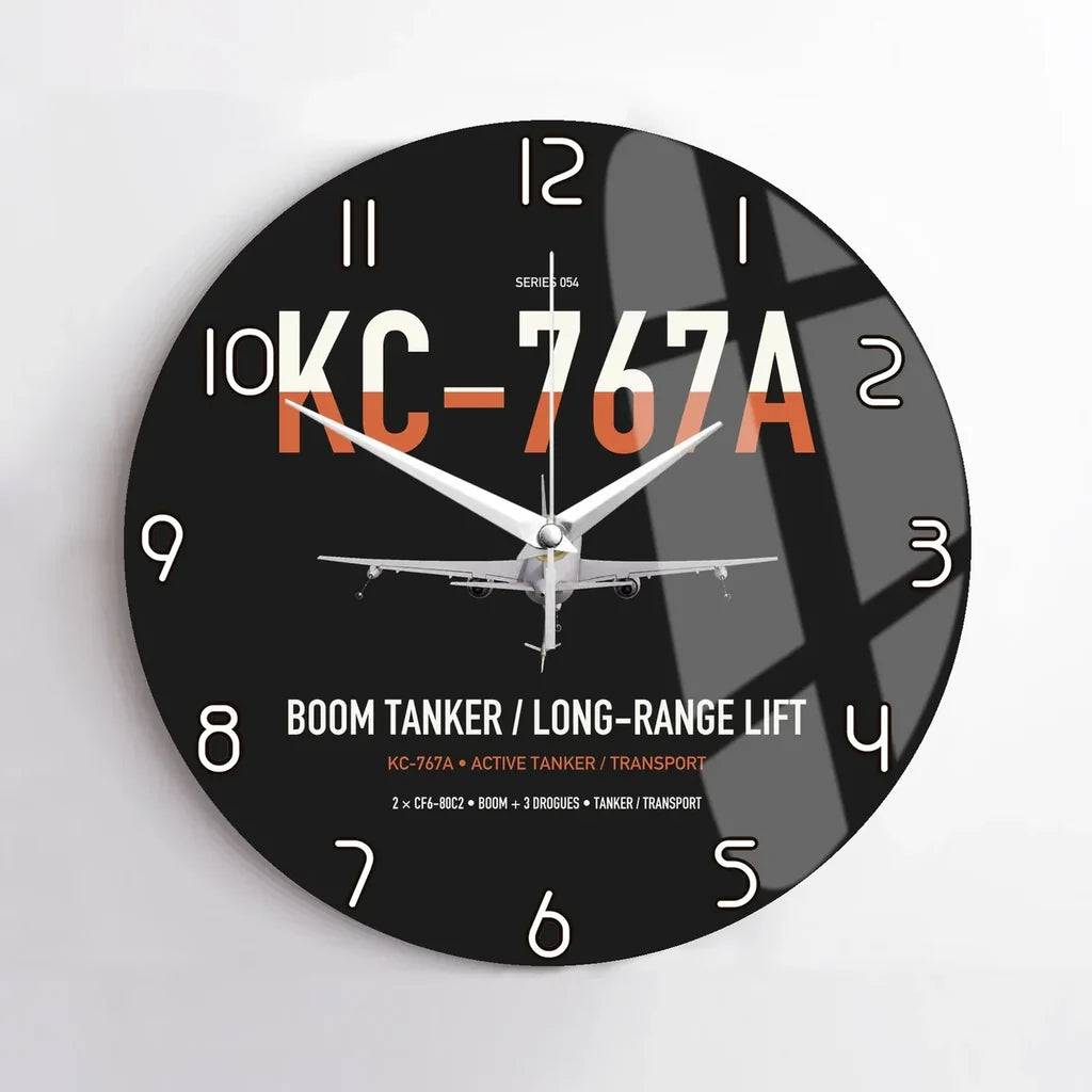Boeing KC-767A design on black no frame wall clock