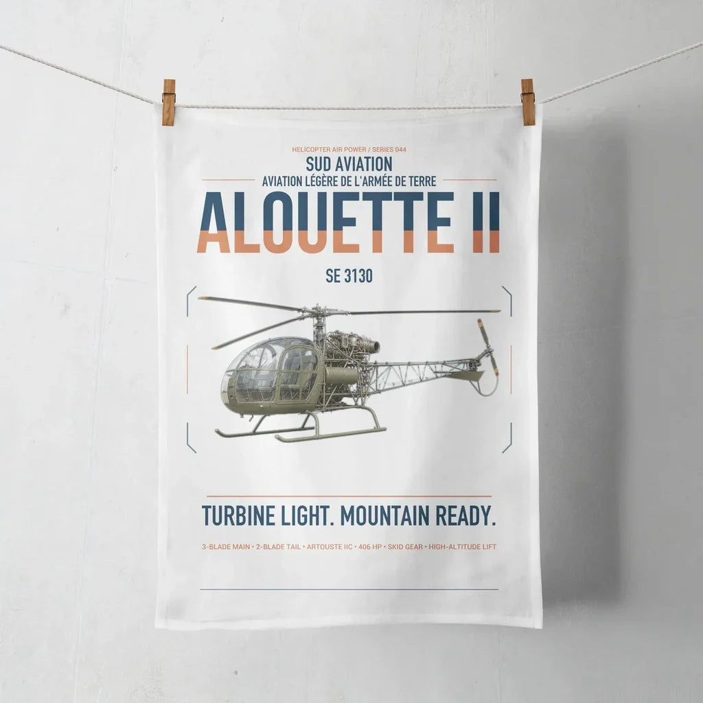 Sud Aviation SE 3130 Alouette II design on white towel