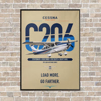 Thumbnail for Cessna 206 Stationair vertical canvas print - framed - beige background