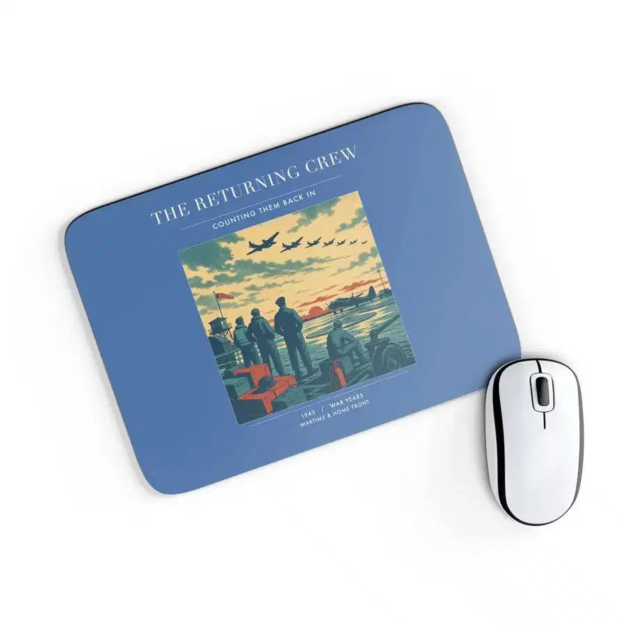VINTAGE G4519 - The Returning Crew - Designed Mouse Pads design on blue rectangle