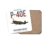 Thumbnail for P-40E Warhawk design on white 1 piece coaster