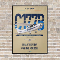 Thumbnail for Cessna 177B Cardinal vertical canvas print - framed - beige background