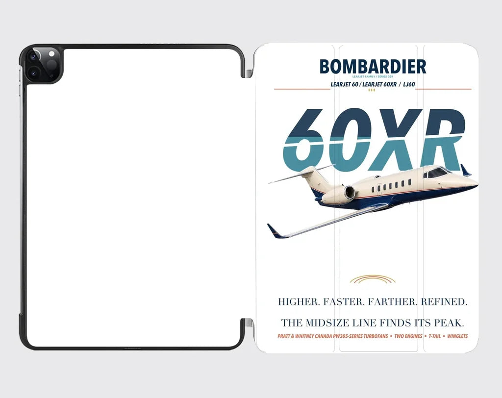 Bombardier Learjet 60XR design on white ipad tablet case