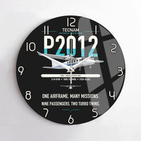 Thumbnail for Tecnam P2012 Traveller design on black no frame wall clock