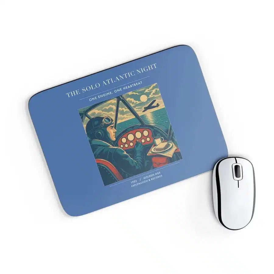 VINTAGE G4294 - The Solo Atlantic Night - Designed Mouse Pads design on blue rectangle