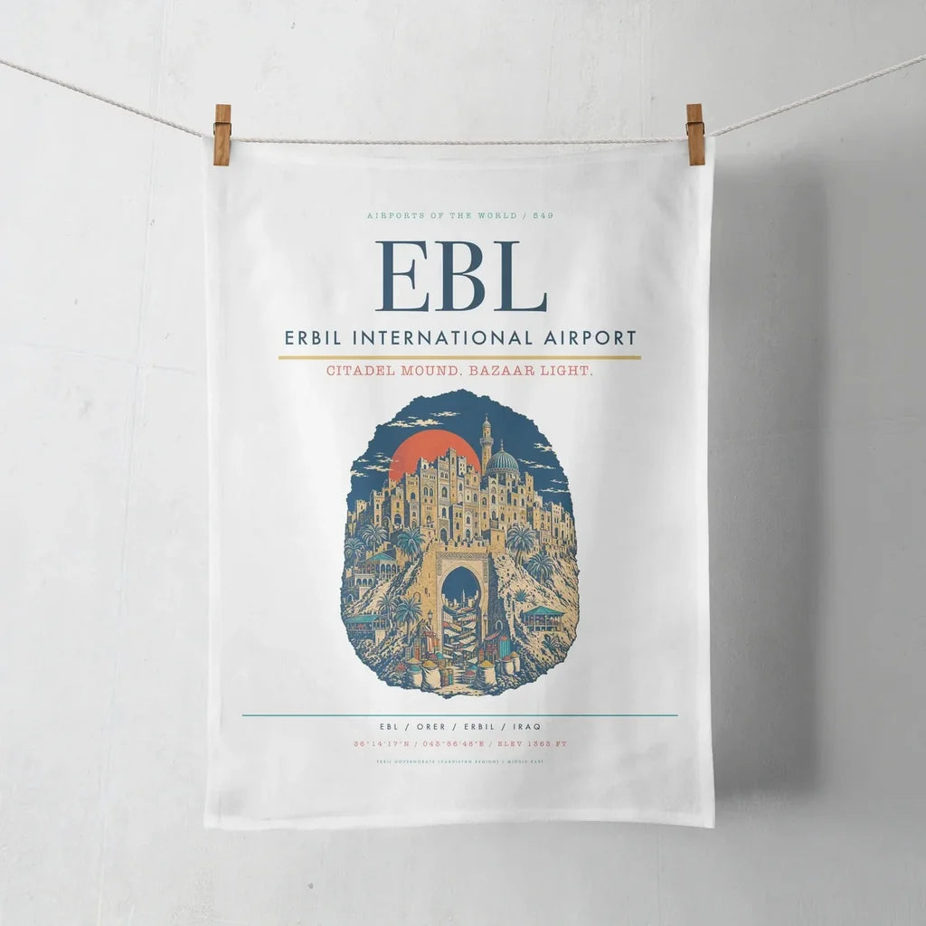 Erbil International Airport (EBL) design on white towel