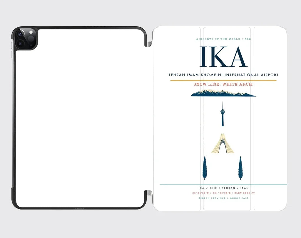 Tehran Imam Khomeini International Airport (IKA) design on white ipad tablet case