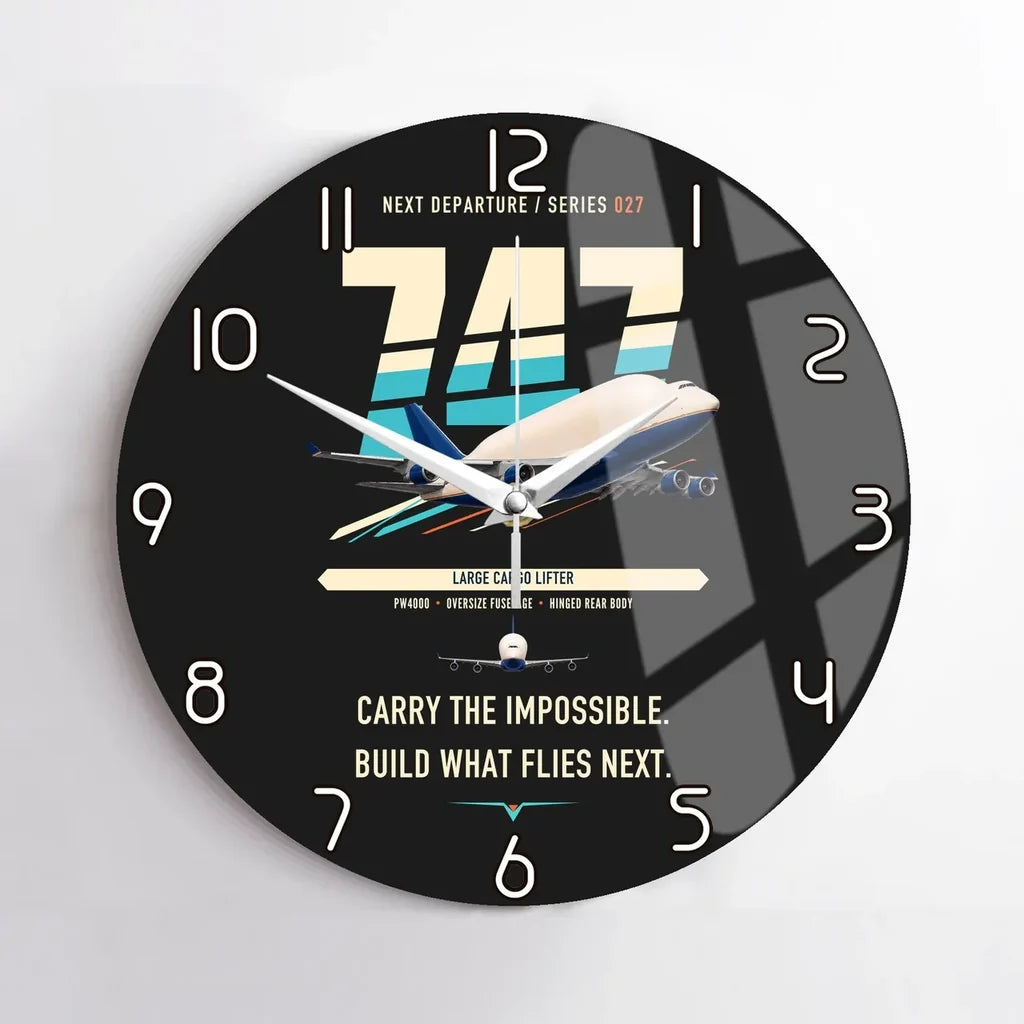 Boeing 747-400 Dreamlifter design on black no frame wall clock