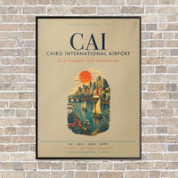 Thumbnail for Cairo International Airport CAI vertical canvas print - framed - beige background