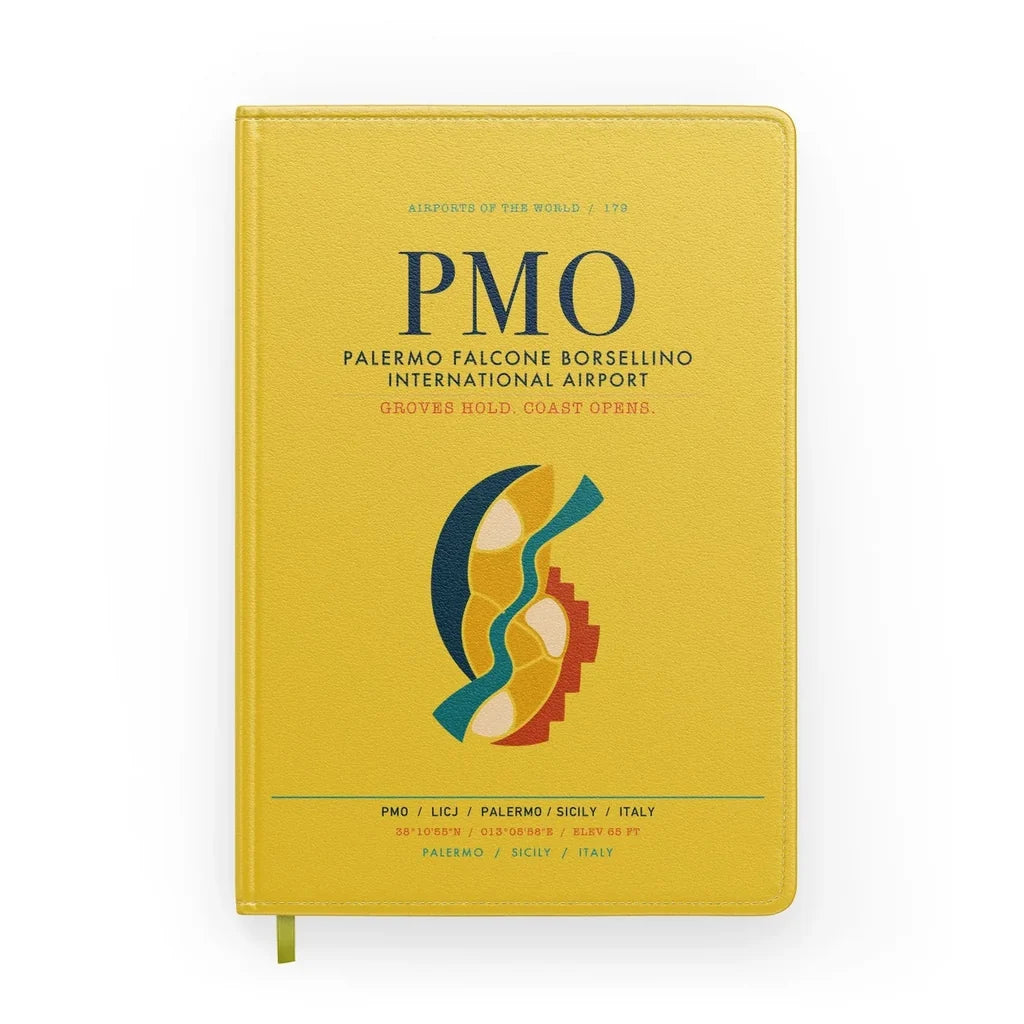 Palermo Falcone Borsellino International Airport (PMO) design on yellow notebook