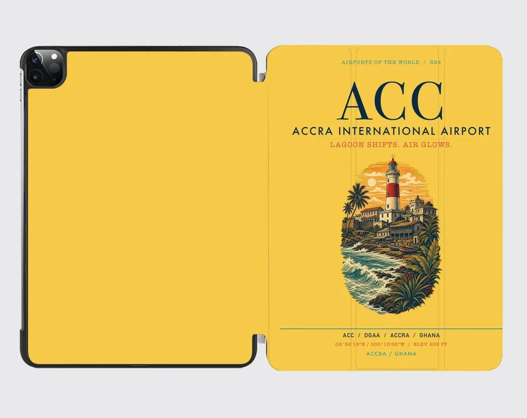 Accra International Airport (ACC) design on yellow ipad tablet case