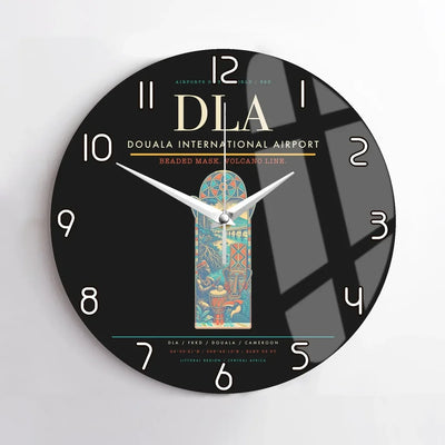 Douala International Airport (DLA) design on black no frame wall clock