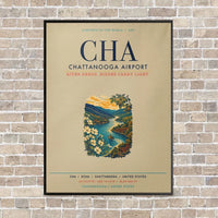 Thumbnail for Chattanooga Airport CHA vertical canvas print - framed - beige background