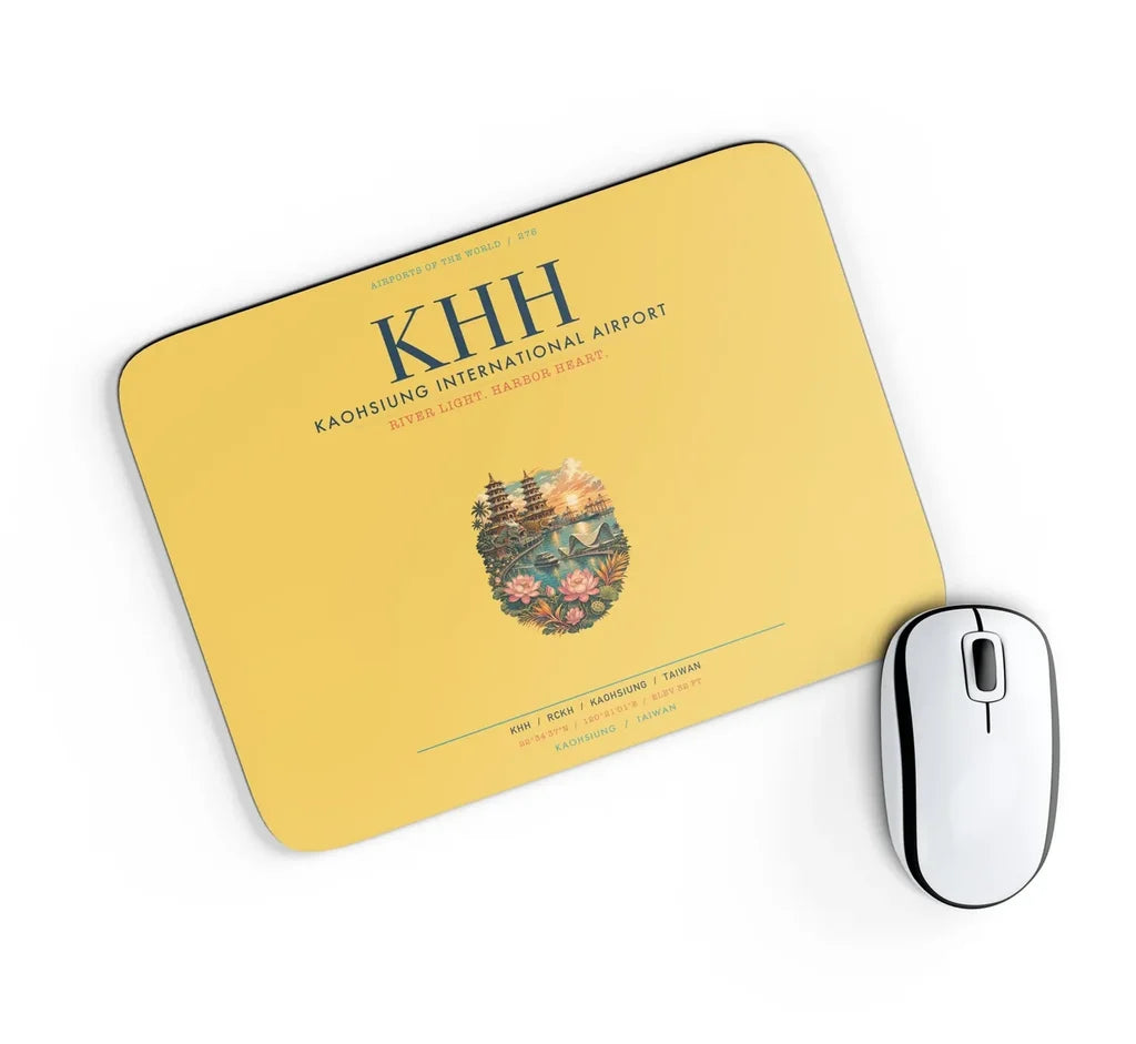 Kaohsiung International Airport (KHH) design on yellow rectangle mouse pad
